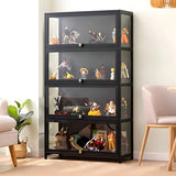 Trendy Rectangular Metal Black Curio Display Cabinet Image - 21