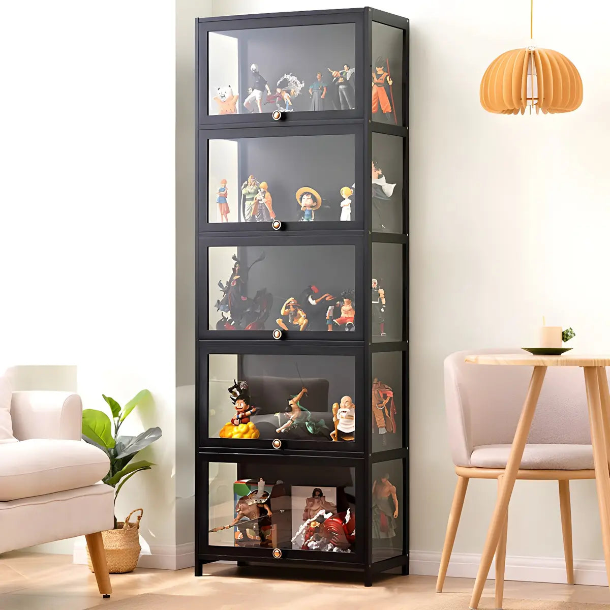 Trendy Rectangular Metal Black Curio Display Cabinet Image - 22