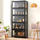 Trendy Rectangular Metal Black Curio Display Cabinet Image - 23