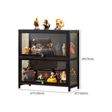 Trendy Rectangular Metal Black Curio Display Cabinet Image - 29