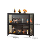 Trendy Rectangular Metal Black Curio Display Cabinet Image - 30