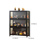 Trendy Rectangular Metal Black Curio Display Cabinet Image - 33