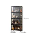 Trendy Rectangular Metal Black Curio Display Cabinet Image - 34