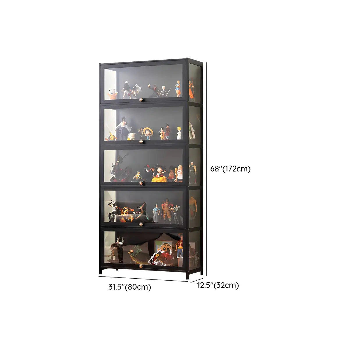 Trendy Rectangular Metal Black Curio Display Cabinet Image - 39