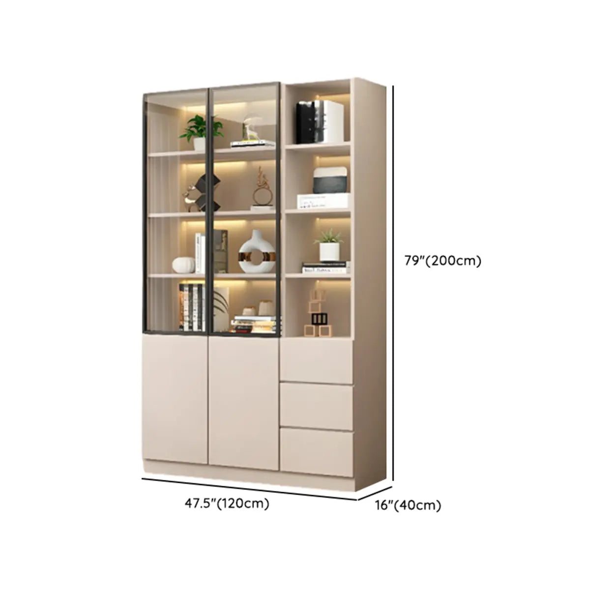 Trendy Rectangular White Large Glass Display Cabinet Image - 27