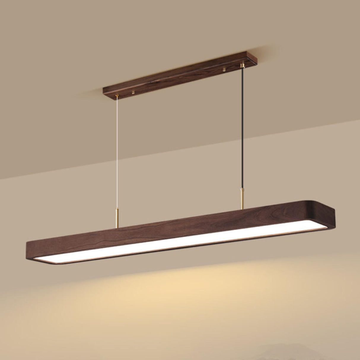 Trendy Rectangular Wooden LED Island Pendant Light Image - 4