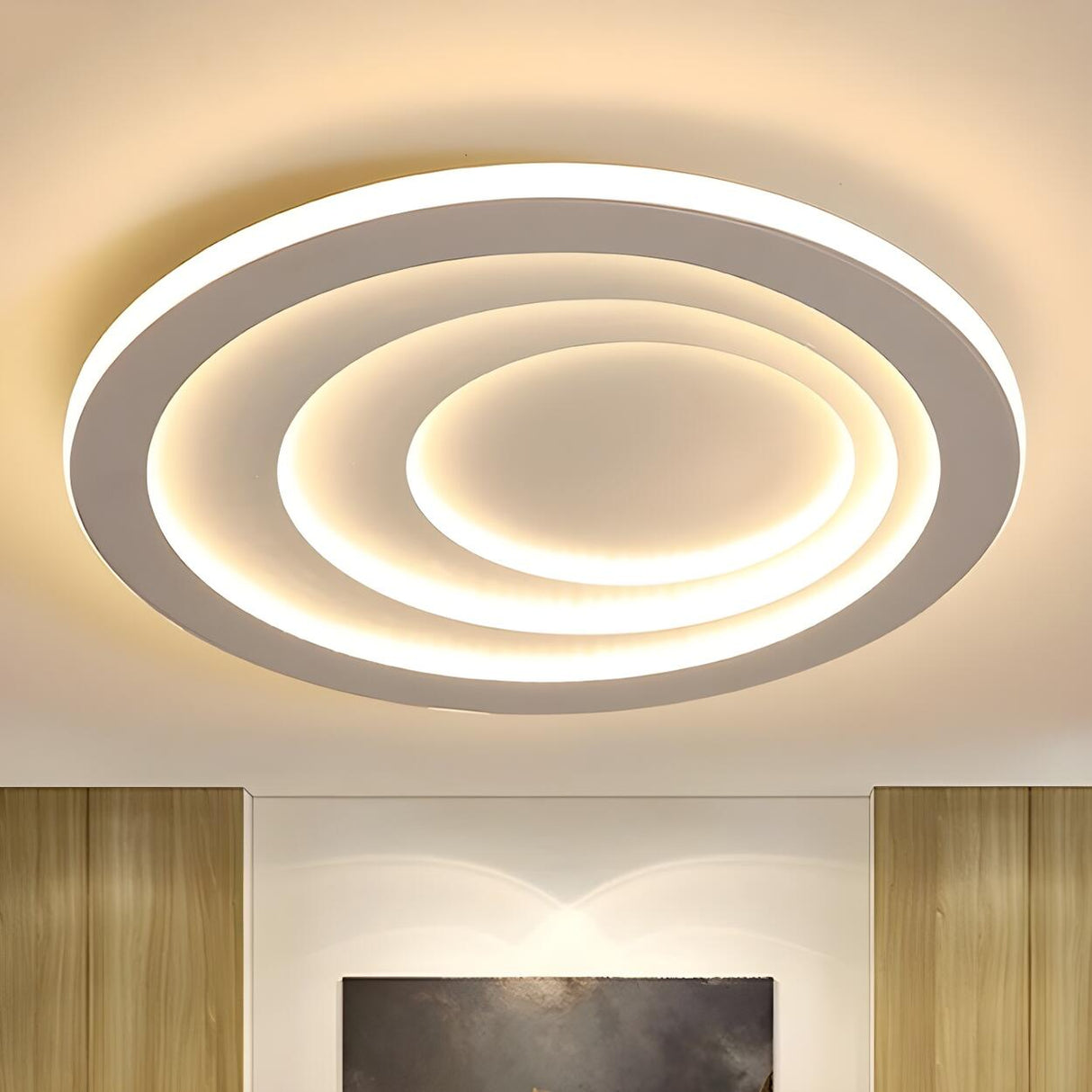 Trendy Ripple White Round LED Flush Mount Ceiling Light Image - 3