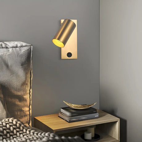 Trendy Rotating Cylinder Brass Bedside Reading Wall Sconce Image - 1