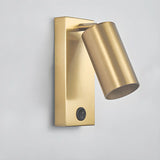 Trendy Rotating Cylinder Brass Bedside Reading Wall Sconce Image - 10