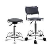 Trendy Round Chrome Office Stool Black Adjustable Seat Image - 10