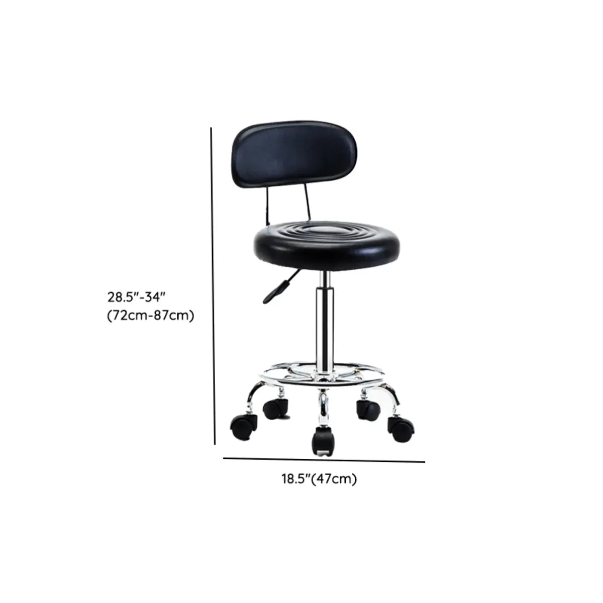 Trendy Round Chrome Office Stool Black Adjustable Seat 