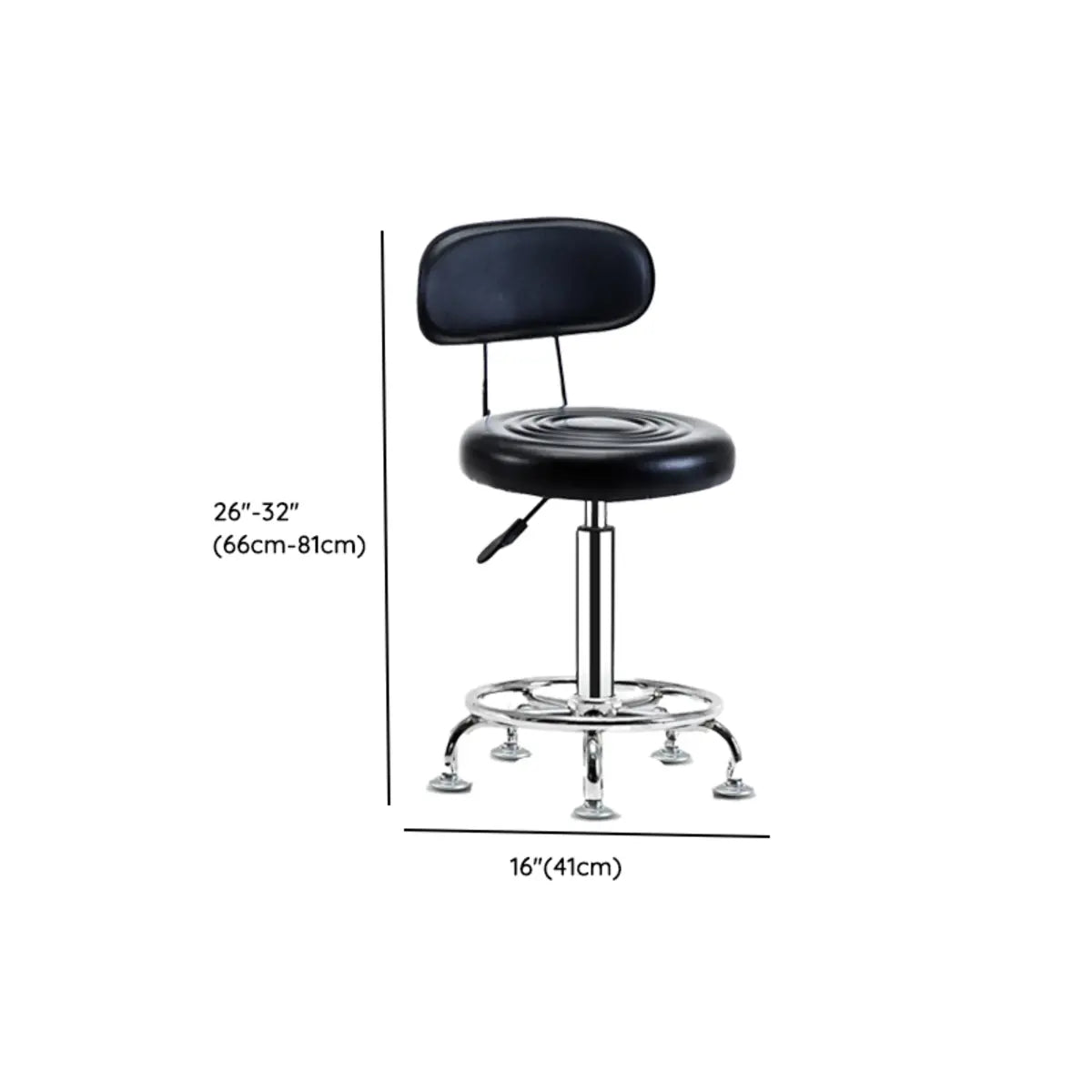 Trendy Round Chrome Office Stool Black Adjustable Seat Image - 17