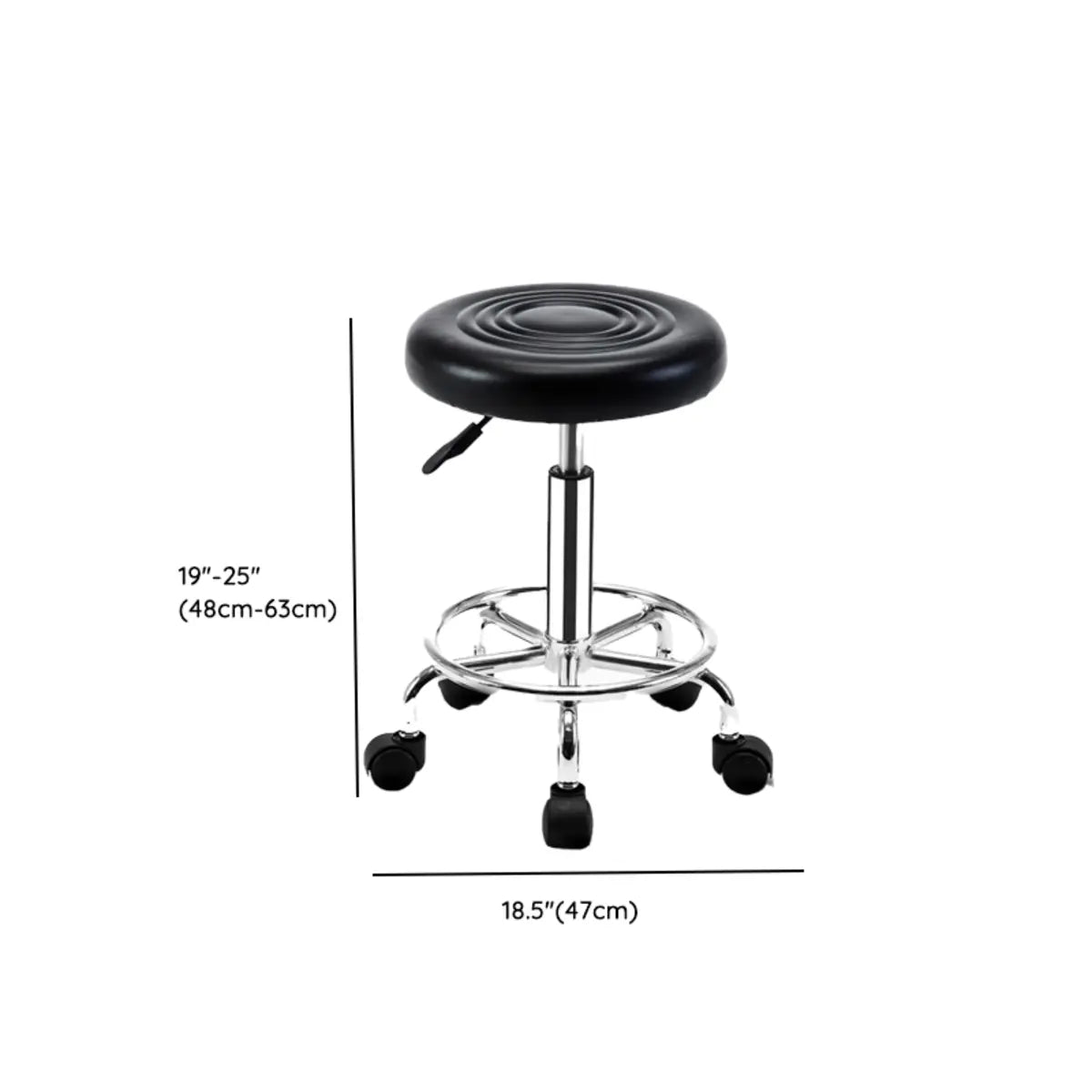 Trendy Round Chrome Office Stool Black Adjustable Seat Image - 18