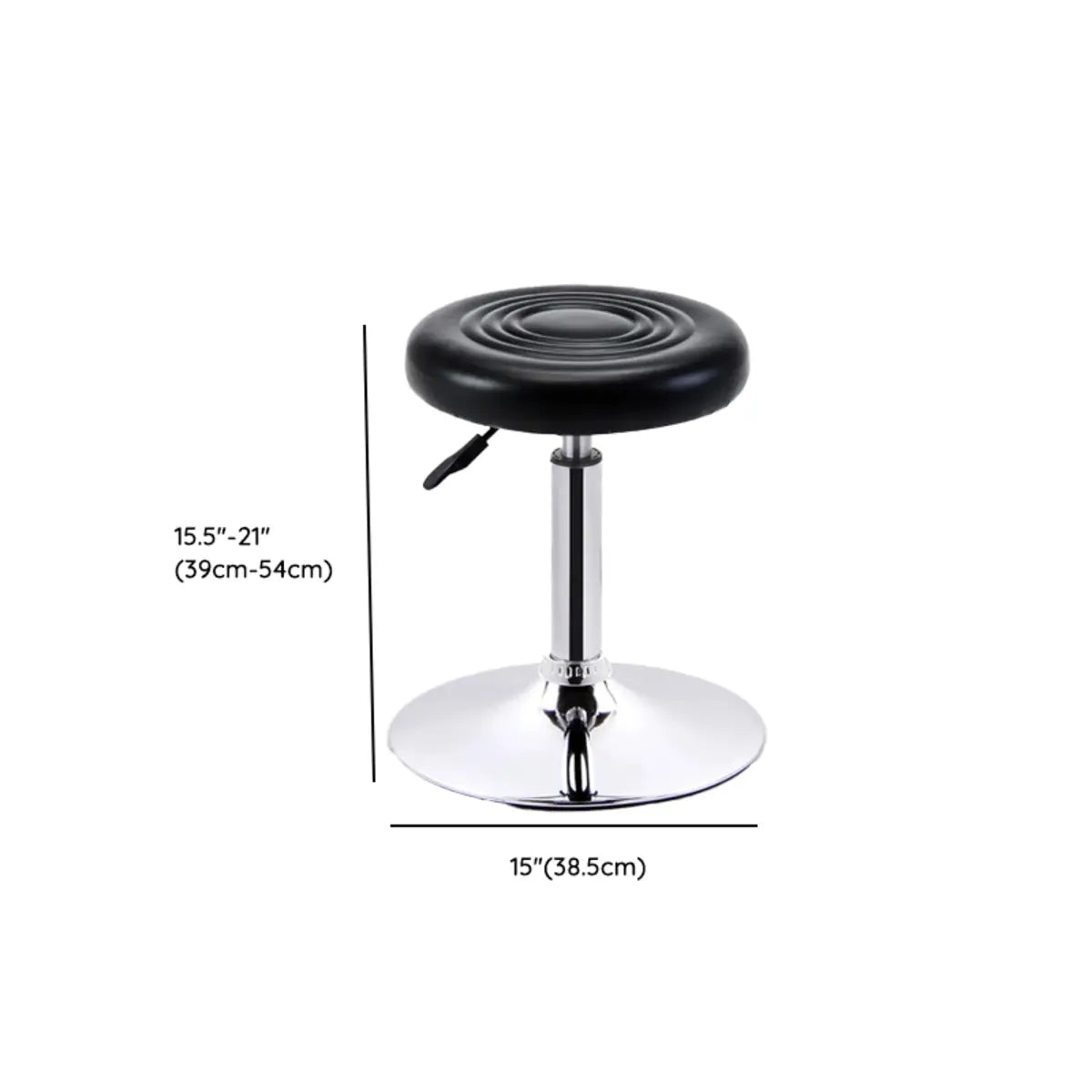 Trendy Round Chrome Office Stool Black Adjustable Seat Image - 19