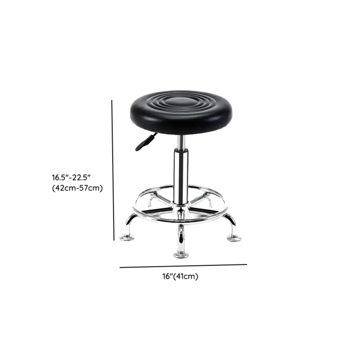 Trendy Round Chrome Office Stool Black Adjustable Seat Image - 20