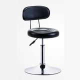 Trendy Round Chrome Office Stool Black Adjustable Seat Image - 3