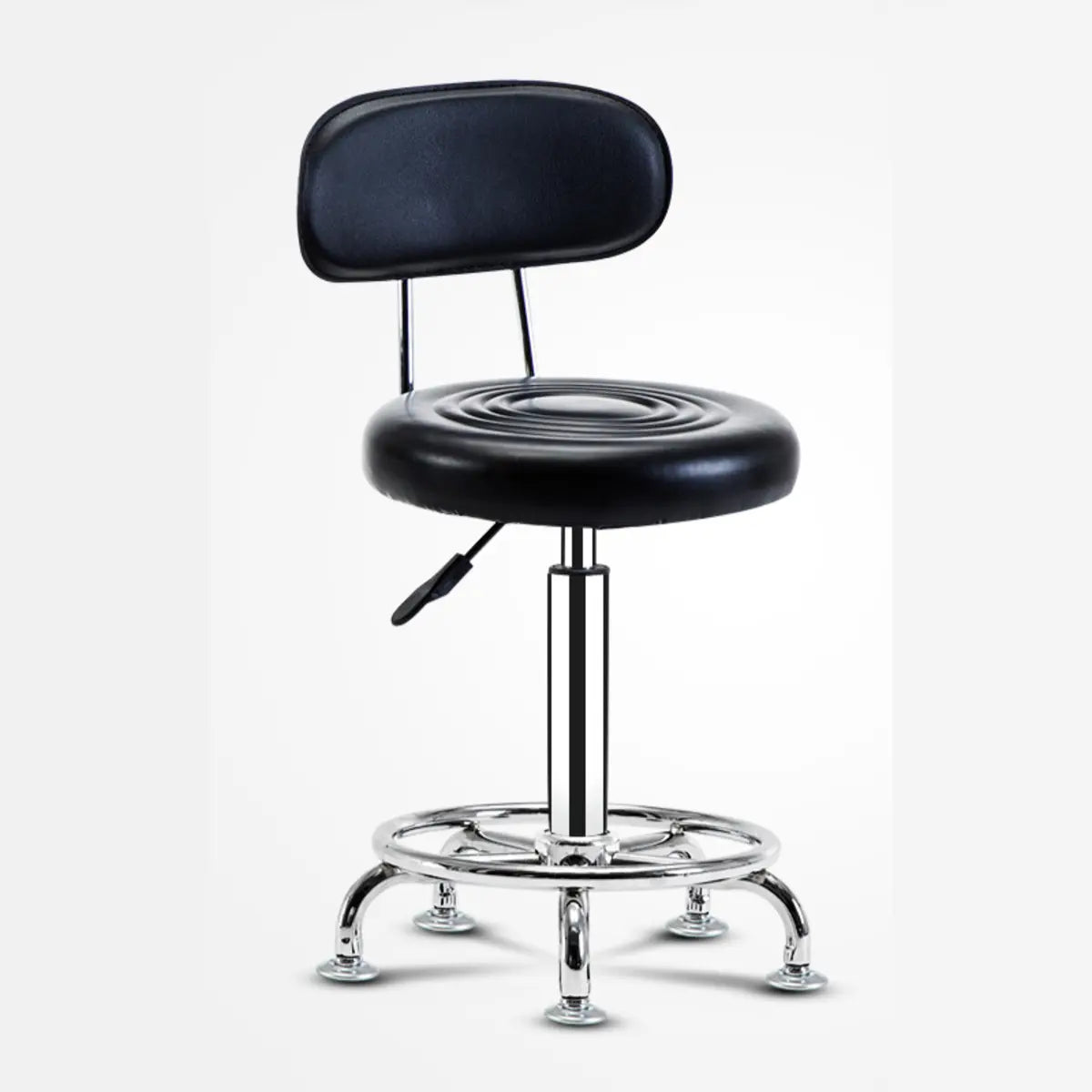 Trendy Round Chrome Office Stool Black Adjustable Seat Image - 7