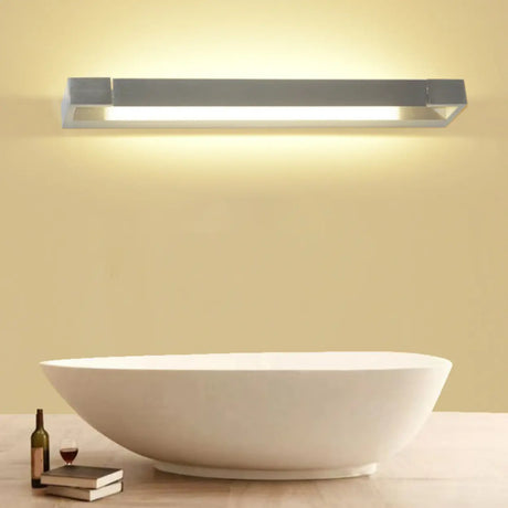 Trendy Silver Rectangular Metal Bathroom Vanity Light Image - 1