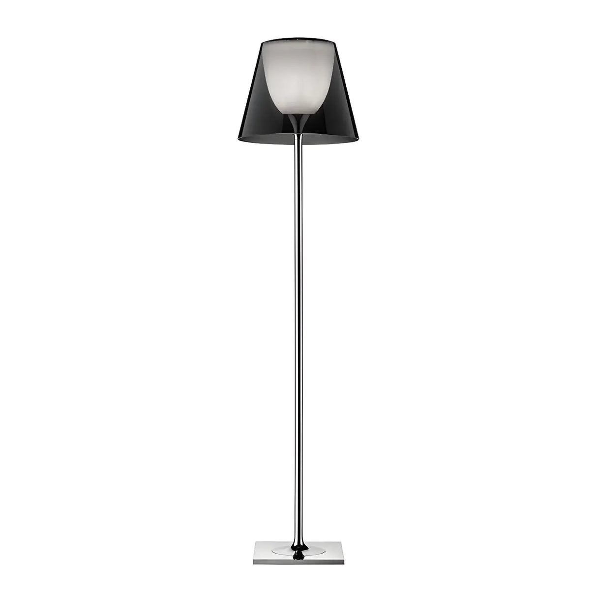 Trendy Smoked Aluminum Shade Chrome LED Floor Lamp Image - 2