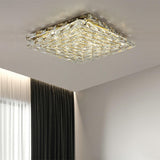 Trendy Square Steel Crystal Flush Mount Ceiling Light Image - 2