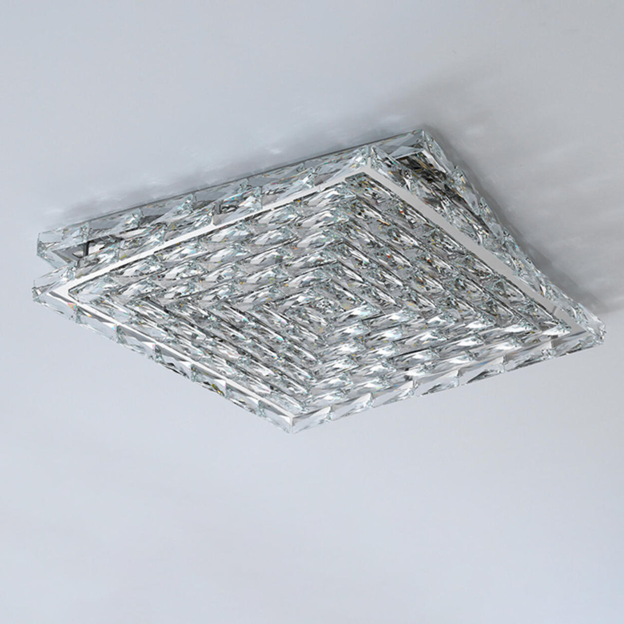 Trendy Square Steel Crystal Flush Mount Ceiling Light Image - 7