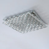 Trendy Square Steel Crystal Flush Mount Ceiling Light Image - 7