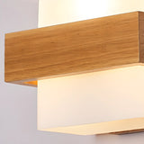 Trendy Square Wood and Glass Bedroom Wall Sconce Image - 11