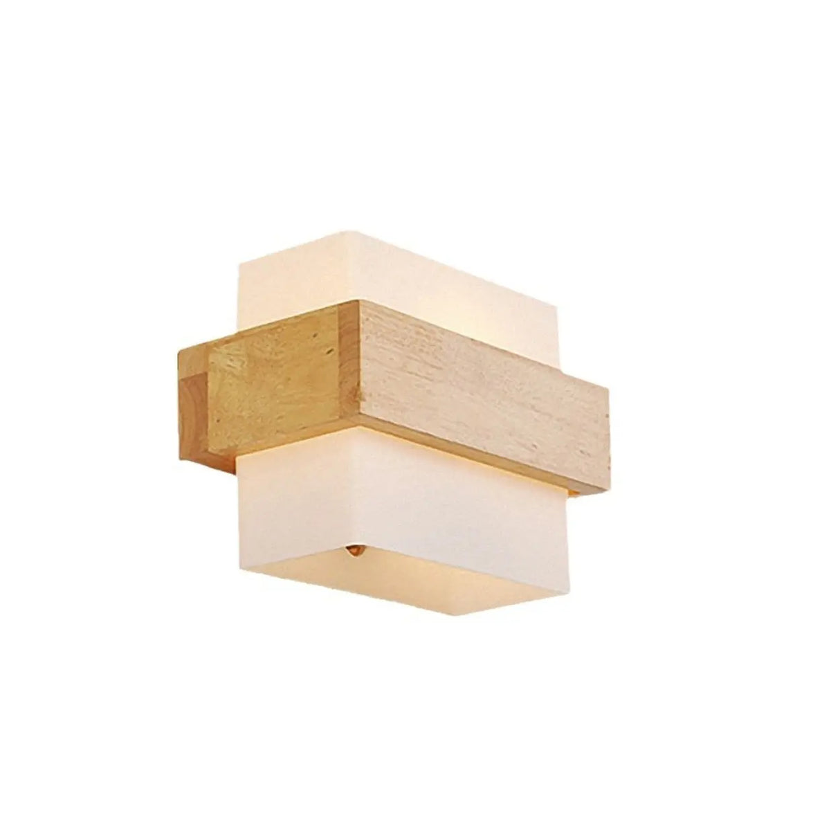 Trendy Square Wood and Glass Bedroom Wall Sconce Image - 5