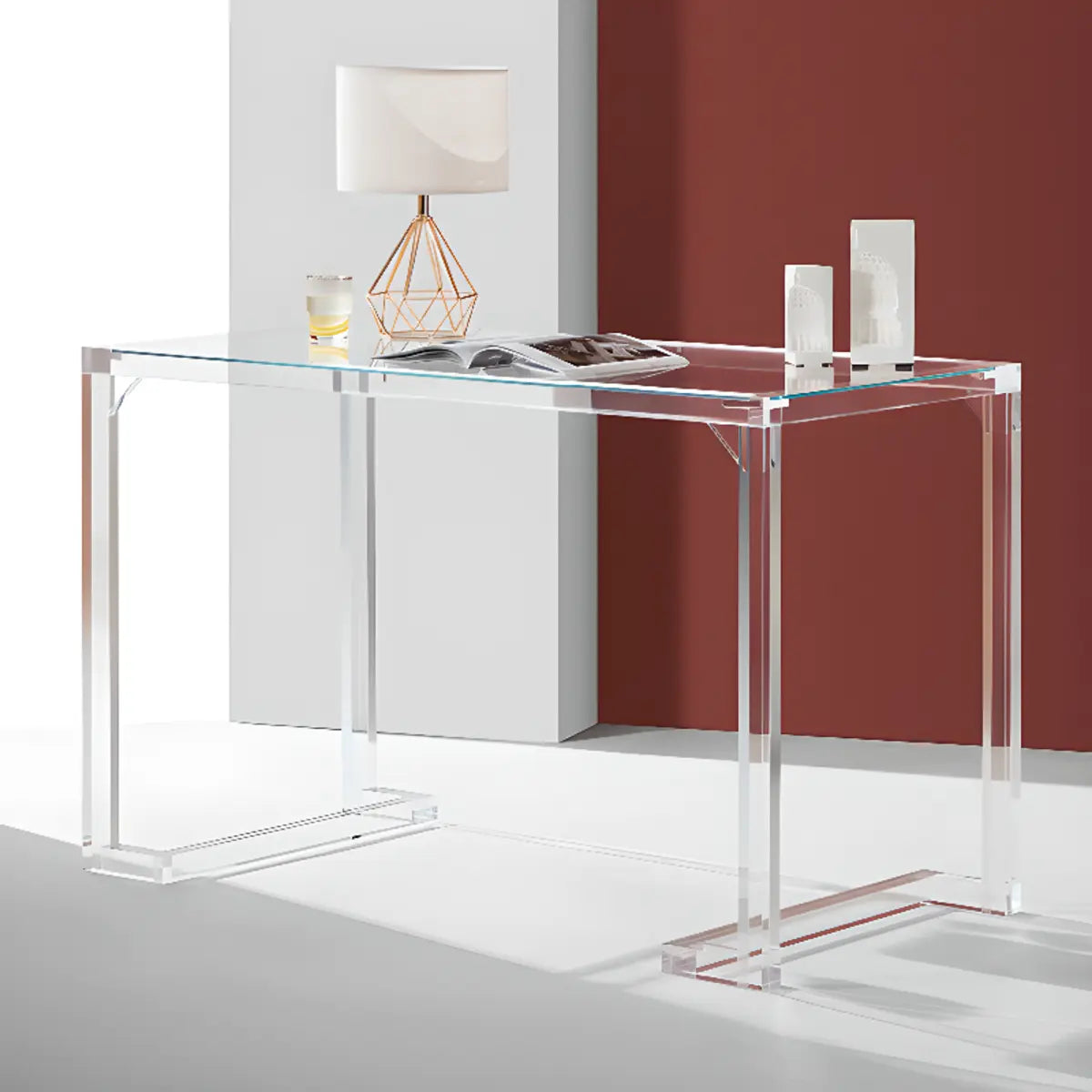 Trendy Transparent Rectangular Acrylic Writing Desk Image - 3