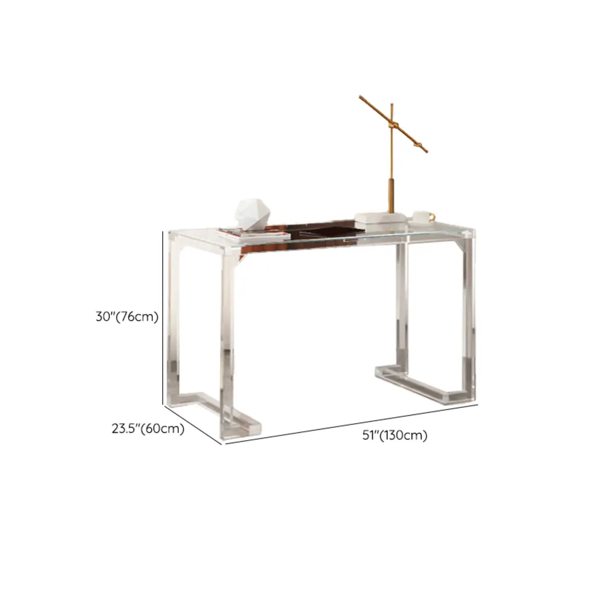 Trendy Transparent Rectangular Acrylic Writing Desk Image - 9