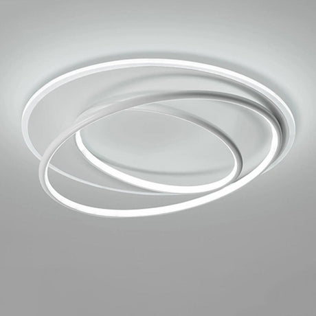 Trendy White Circular 3-Light LED Semi-Flush Mount Lamp Image - 2