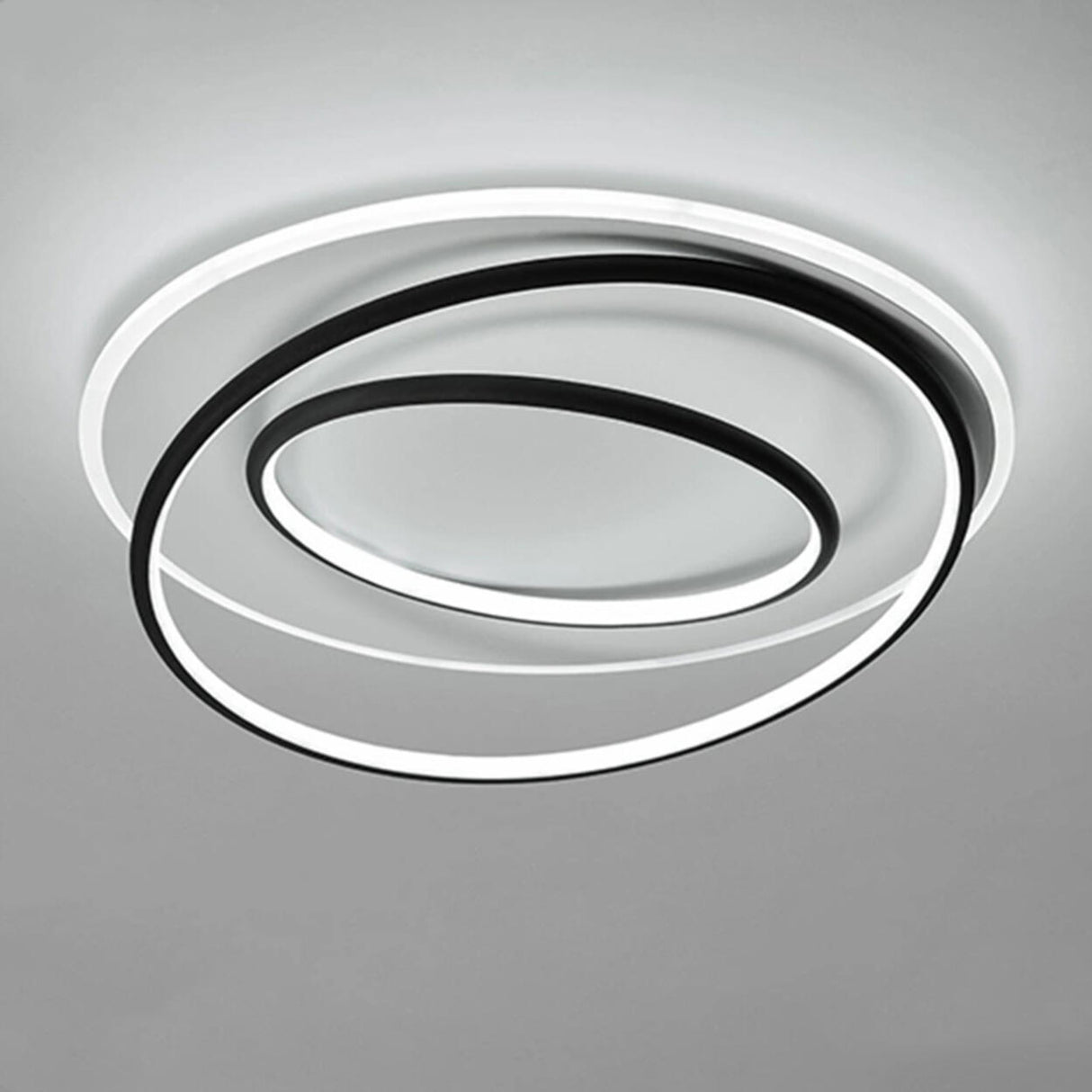 Trendy White Circular 3-Light LED Semi-Flush Mount Lamp Image - 3