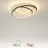 Trendy White Circular 3-Light LED Semi-Flush Mount Lamp Image - 4