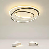 Trendy White Circular 3-Light LED Semi-Flush Mount Lamp Image - 5