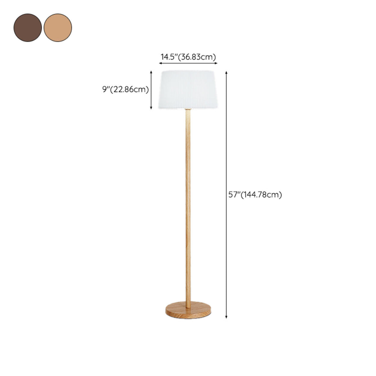 Trendy White Cylinder Walnut Metal Floor Lamp 