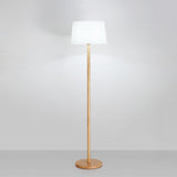 Trendy White Cylinder Walnut Metal Floor Lamp Image - 3