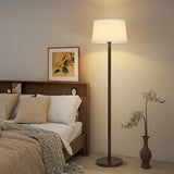 Trendy White Cylinder Walnut Metal Floor Lamp Image - 4