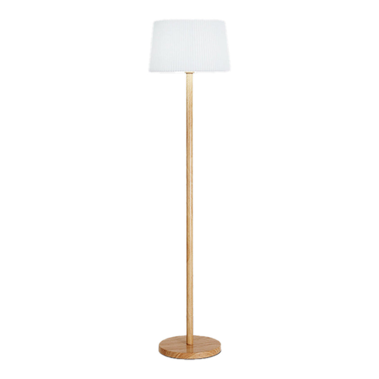 Trendy White Cylinder Walnut Metal Floor Lamp Image - 7