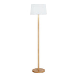 Trendy White Cylinder Walnut Metal Floor Lamp Image - 7