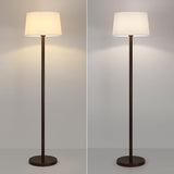 Trendy White Cylinder Walnut Metal Floor Lamp Image - 8