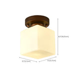 Trendy White Glass Cube Brown Semi-Flush Mount Lamp #size