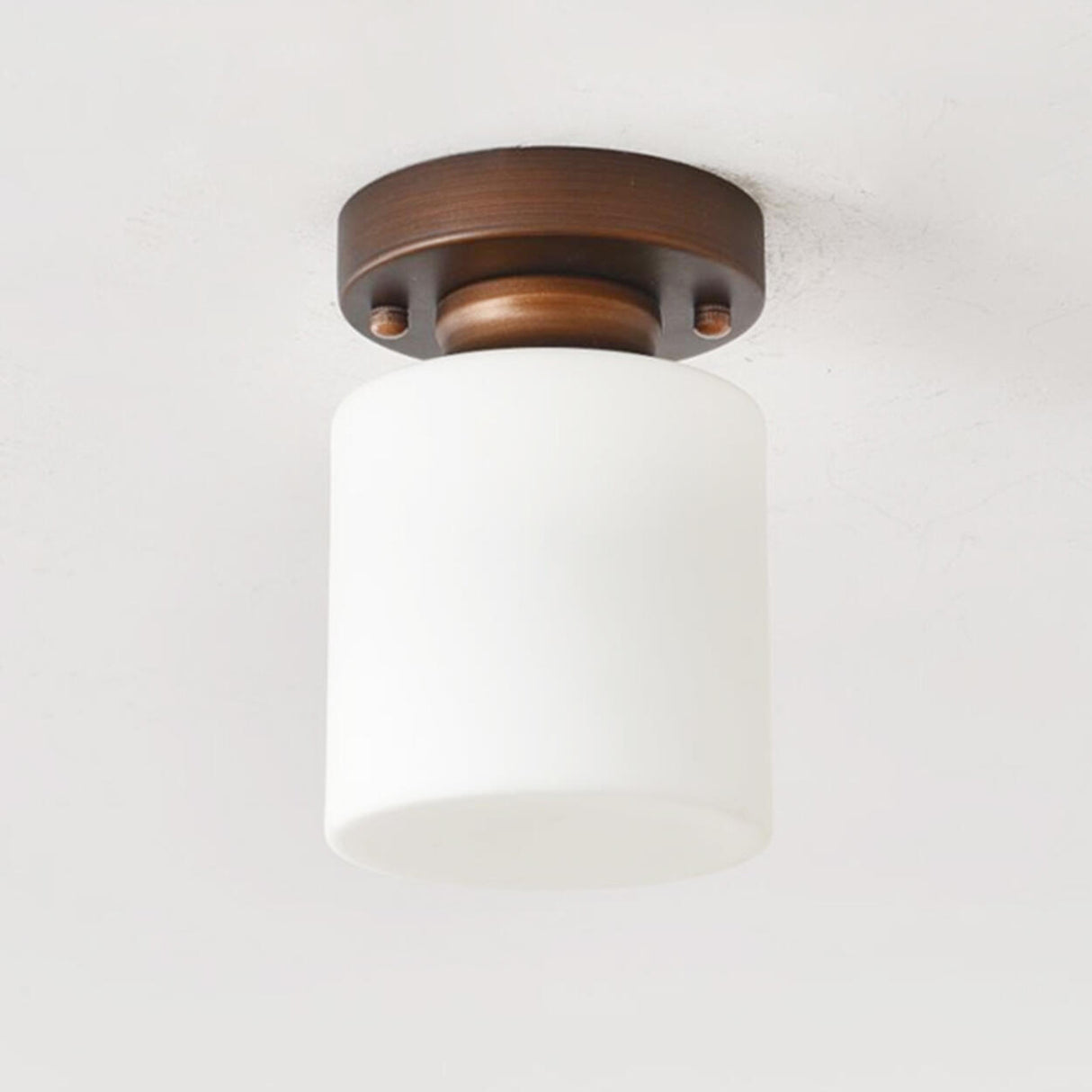 Trendy White Glass Cube Brown Semi-Flush Mount Lamp Image - 8