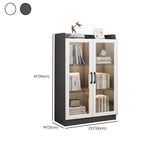 Trendy White Glass Doors Vertical Wooden Bookcases #size