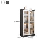 Trendy White Glass Doors Vertical Wooden Bookcases Image - 28