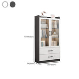 Trendy White Glass Doors Vertical Wooden Bookcases Image - 29