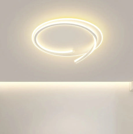 Trendy White Round Dimmable Flush Mount Ceiling Light Image - 1