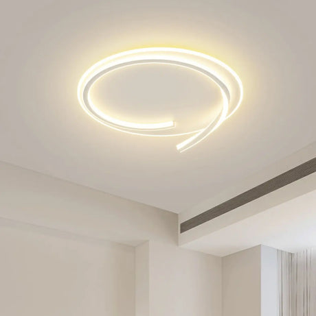 Trendy White Round Dimmable Flush Mount Ceiling Light Image - 2