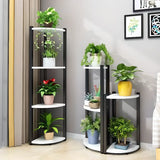 Triangle Corner Wood Display Plant Stand Black-White Image - 1