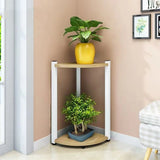 Triangle Corner Wood Display Plant Stand Black-White Image - 14