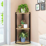 Triangle Corner Wood Display Plant Stand Black-White Image - 18